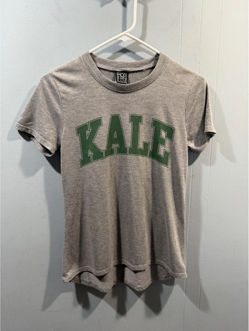 Womens Modern Lux T Shirt Size XS Gray Kale Graphic